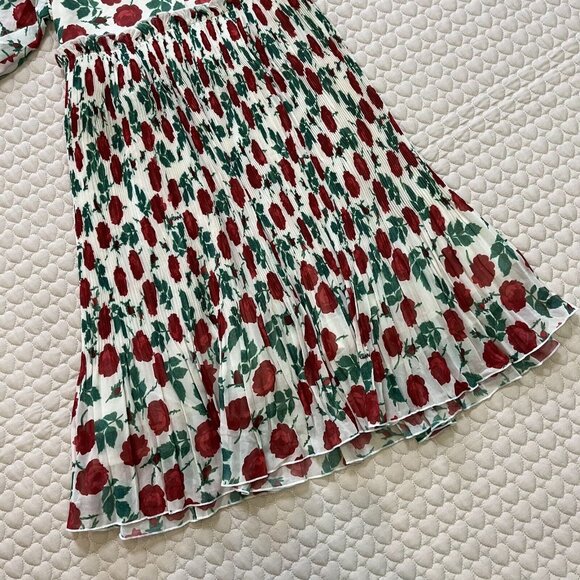 NWT GANNI Floral Print Pleated Georgette Mini Dress Size 36 Jenney - Picture 4 of 12